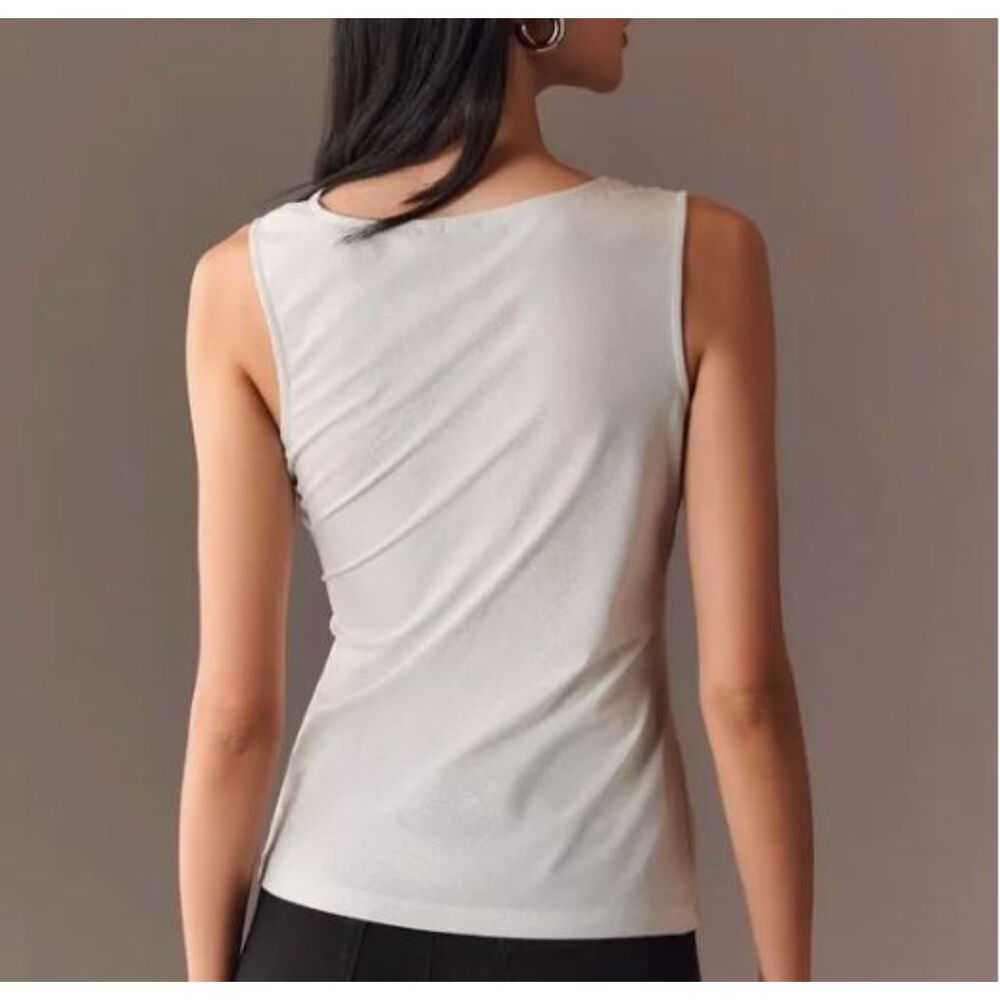 Anthropologie Dolan Left Coast Mock-Neck Shine Top Silver Sz XS NWT 68 - Picture 4 of 4